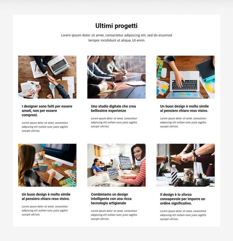 Collezione ultimi progetti Un modello di pagina