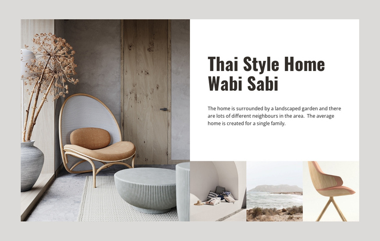 Wabi sabi style interiors One Page Template