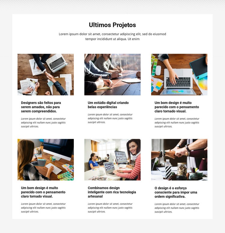 Coleção de projetos mais recentes Maquete do site