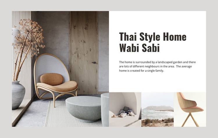 Interiörer i Wabi sabi -stil Html webbplatsbyggare