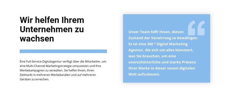 Text und Zitat Landing Page