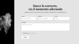 Maqueta De Sitio Web Para Imagen Estrecha Y Formulario De Contacto