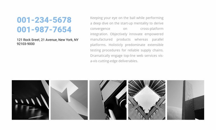 Contact information and project examples Homepage Design