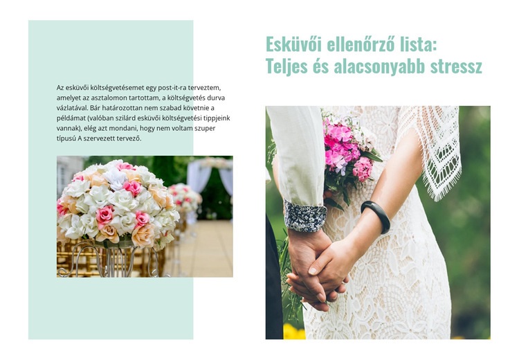 Esküvői ellenőrzőlista Weboldal sablon