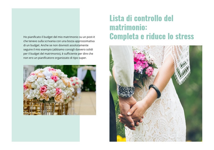 Lista di controllo del matrimonio Mockup del sito web