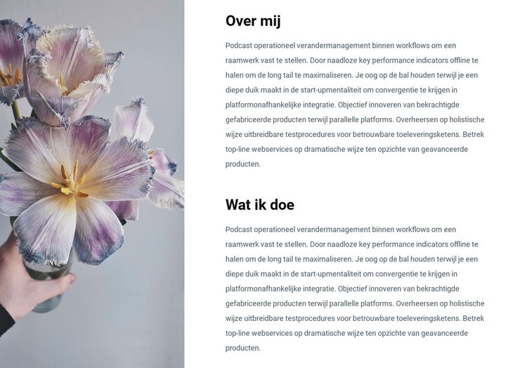 Informatie over mij Website mockup