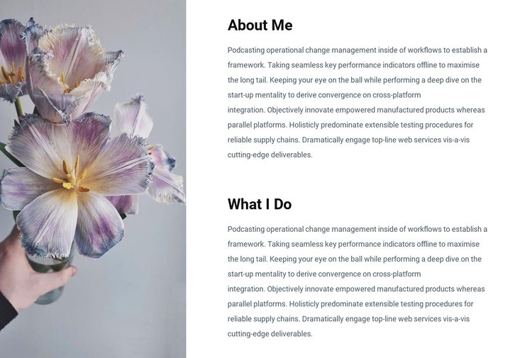 Information about me Squarespace Template Alternative