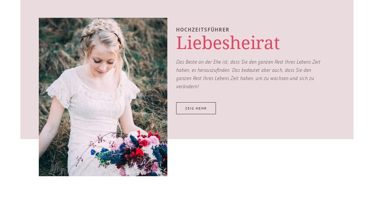 Hochzeitsführer Eine Seitenvorlage