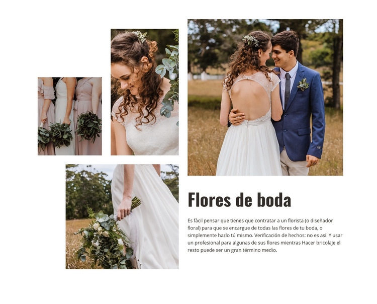 Flores de boda Maqueta de sitio web