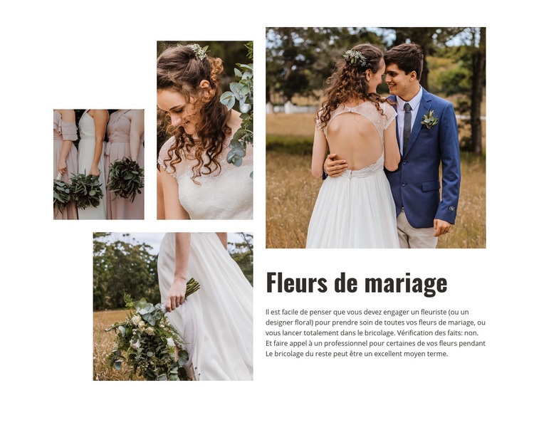 Fleurs de mariage Maquette de site Web