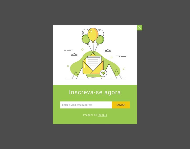 Inscreva-se agora com imagem Construtor de sites HTML