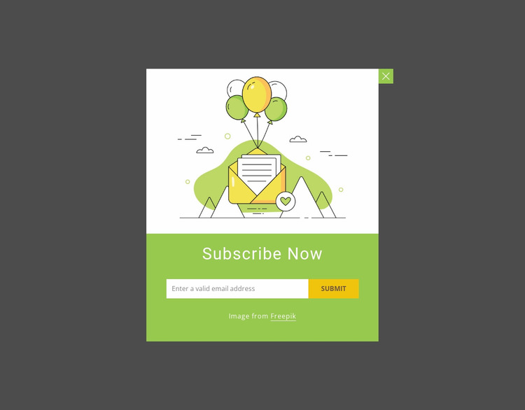 Subscribe now with image WordPress Website Builder