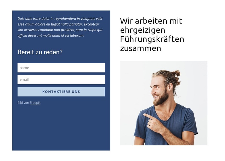 Kontaktformular im Raster Website-Modell