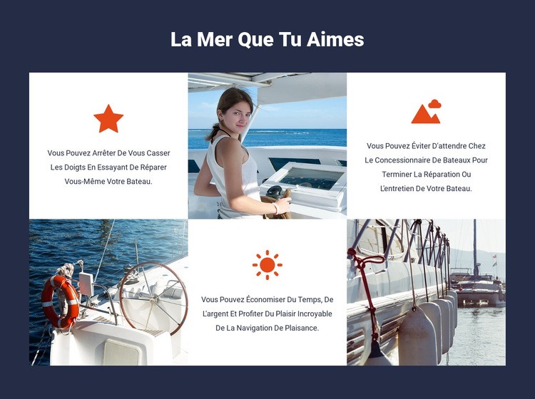 Voyage en mer Maquette de site Web