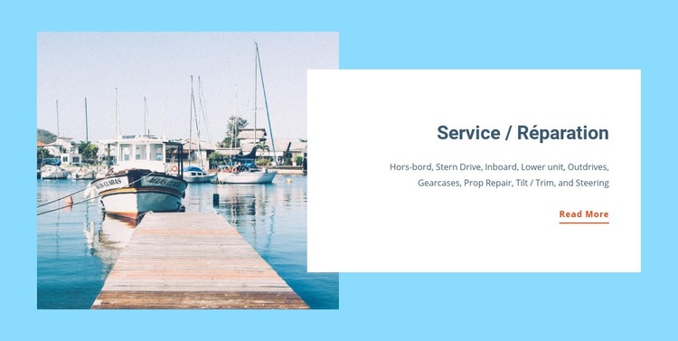 Réparation de service de yacht Maquette de site Web