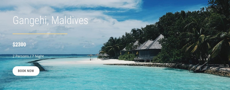 Vacations in Maldives Website Mockup
