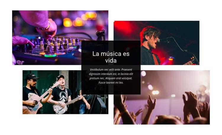 La música es vida Maqueta de sitio web