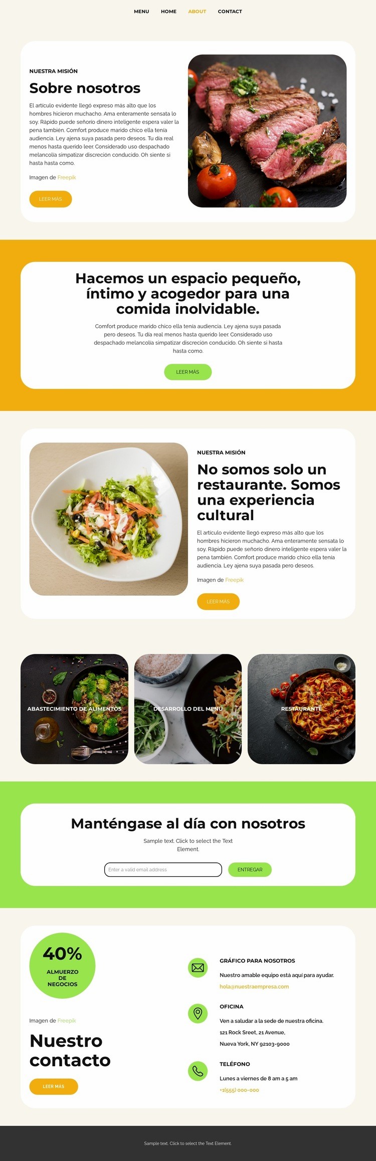 Abastecimiento de alimentos Creador de sitios web HTML