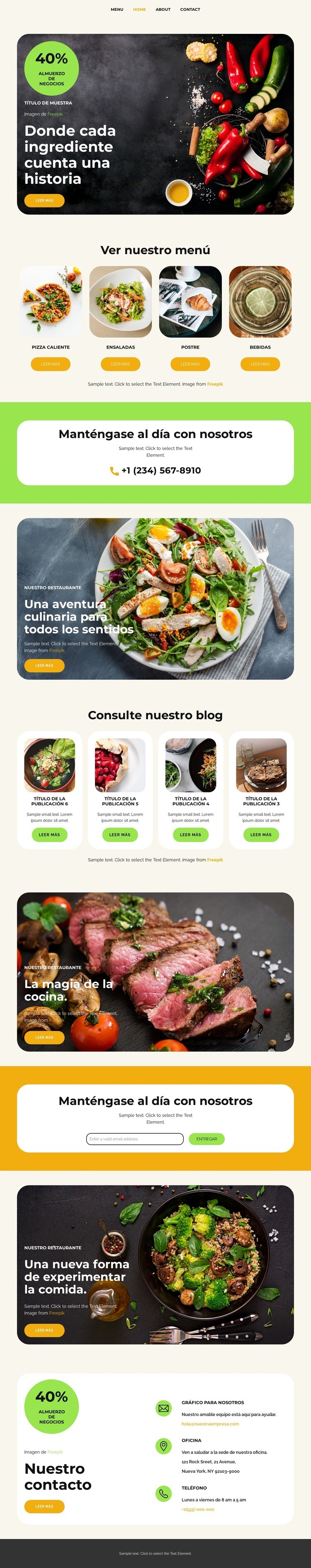 La magia de la cocina. Creador de sitios web HTML