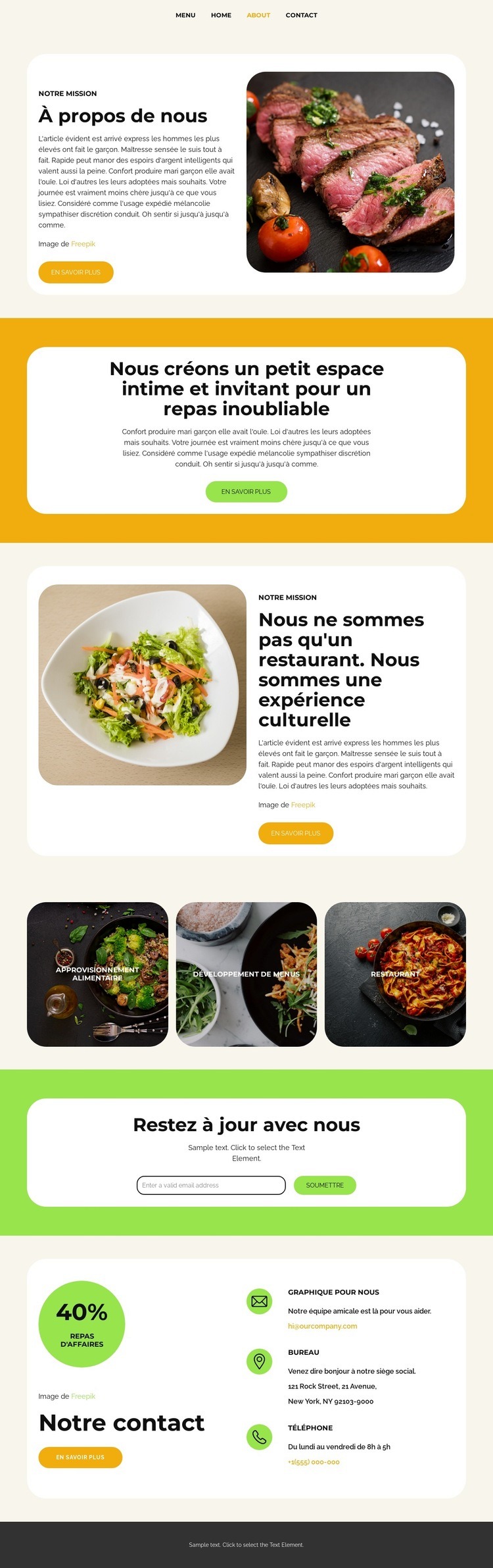 Approvisionnement alimentaire Conception de site Web