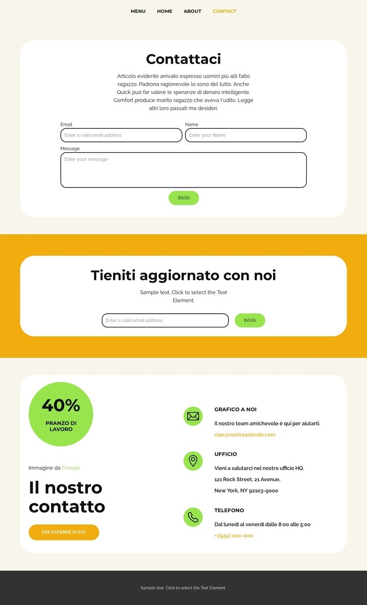 Un'avventura culinaria Mockup del sito web