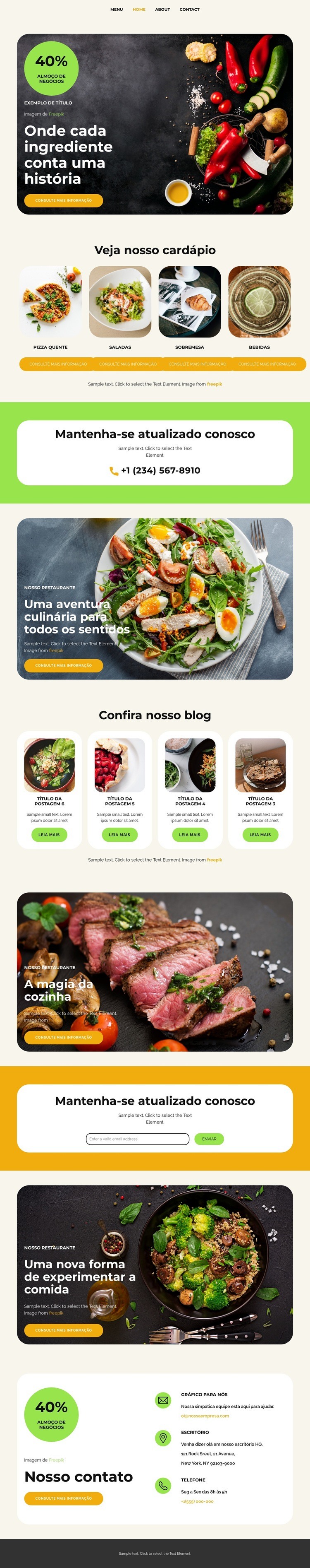 A magia da cozinha Construtor de sites HTML