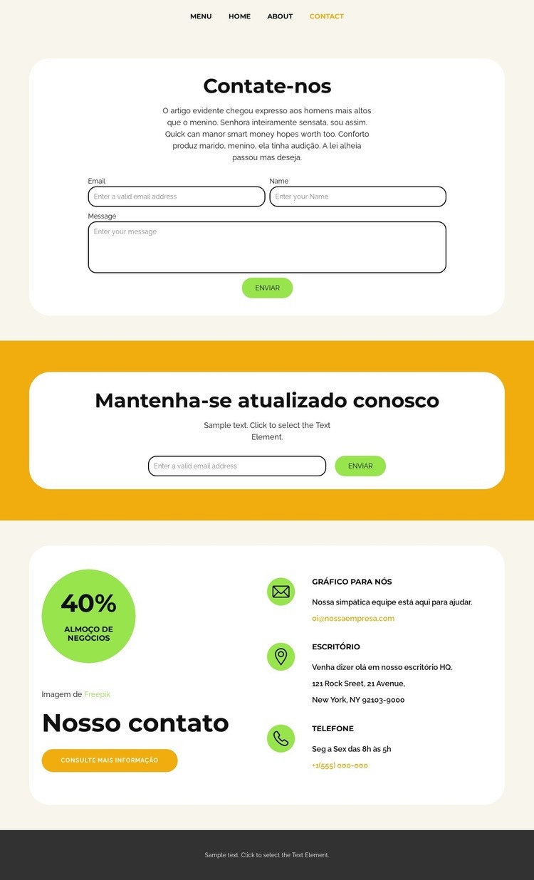 Uma aventura culinária Landing Page