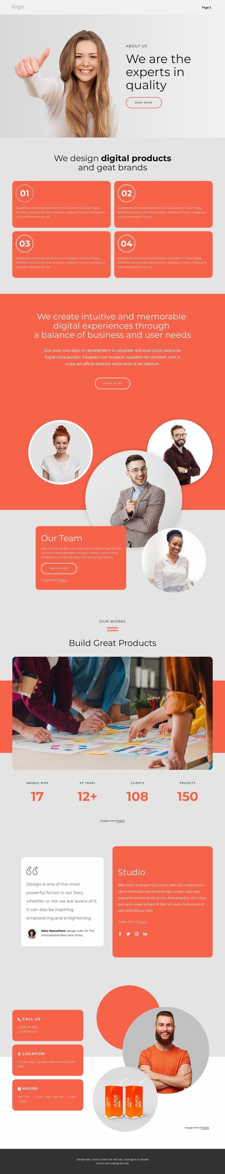 We design great brands Homepage Design