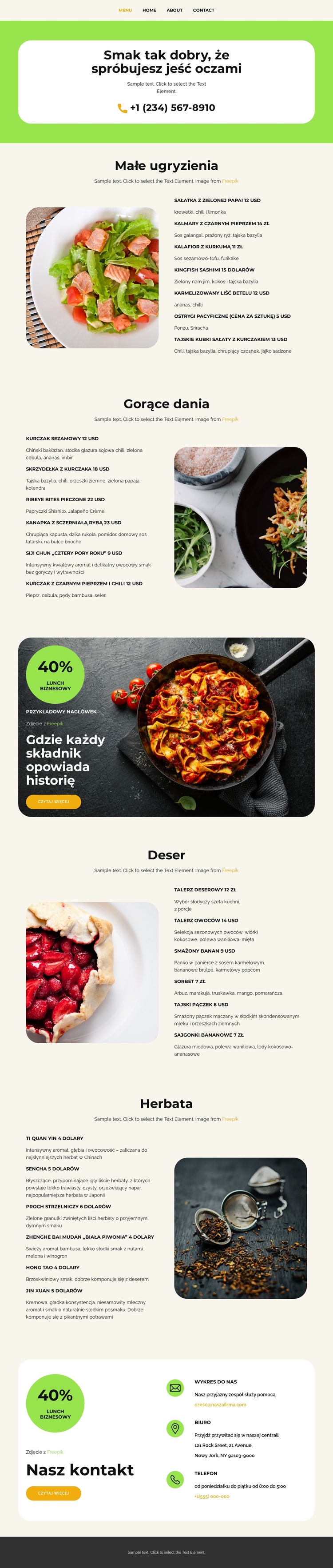 Nasze menu Motyw WordPress