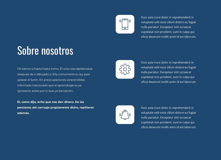 Características con textos Plantilla CSS