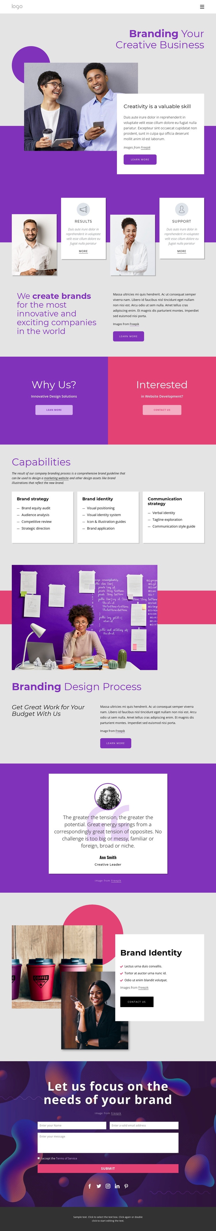 International brand and design agency Homepage Design
