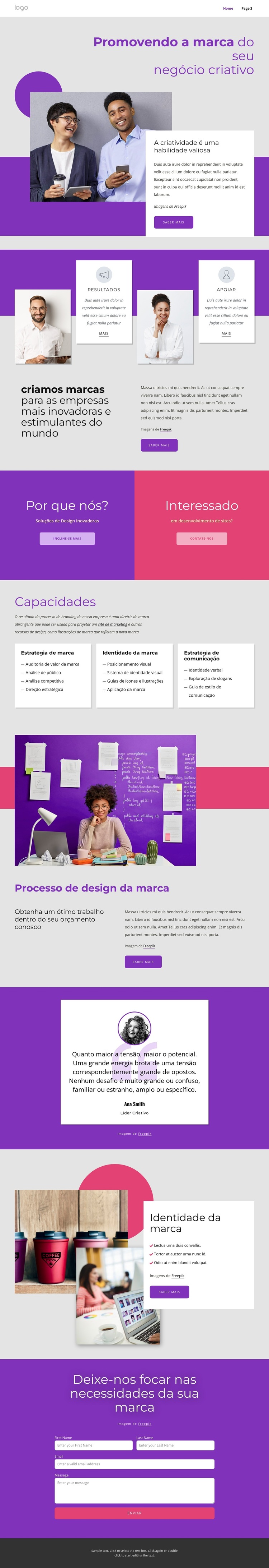 Marca internacional e agência de design Modelo de site