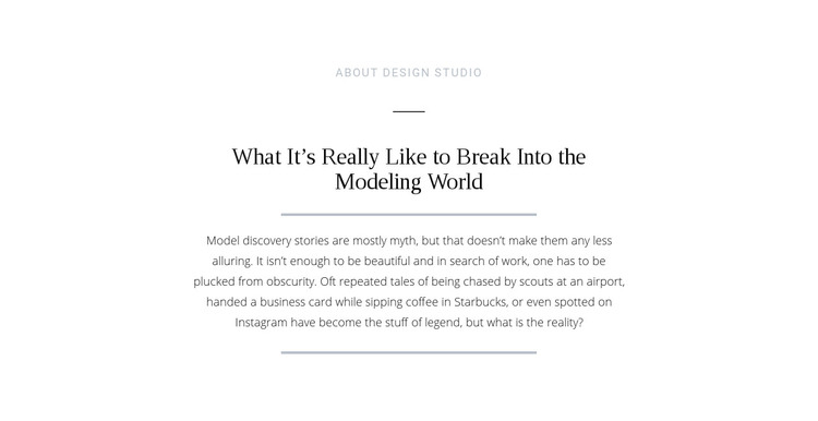 Text break modeling world Homepage Design