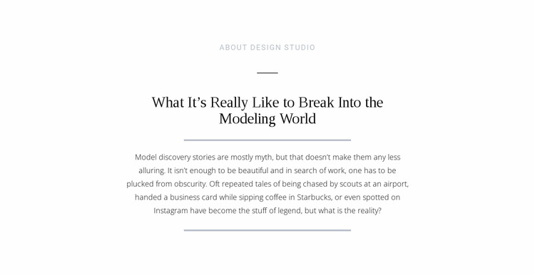 Text break modeling world Html Website Builder
