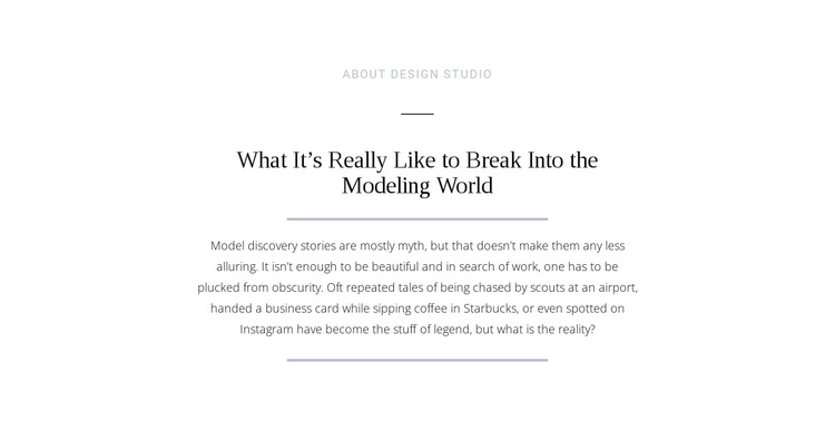 Text break modeling world HTML5 Template