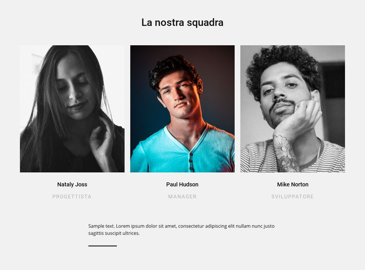 Il nostro team e il testo Tema WordPress