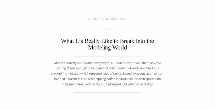 Text break modeling world Website Builder Templates