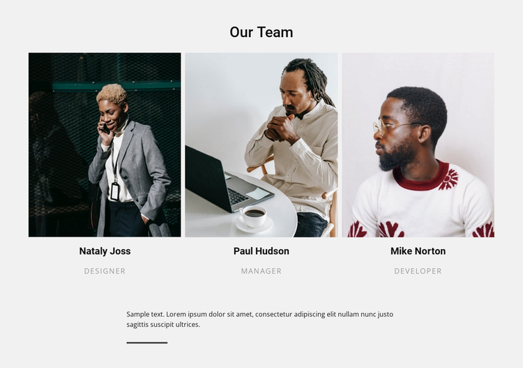 Our team and text Website Design