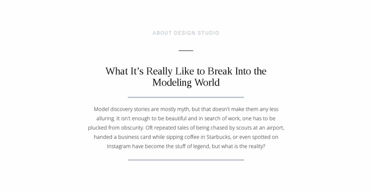 Text break modeling world Website Design