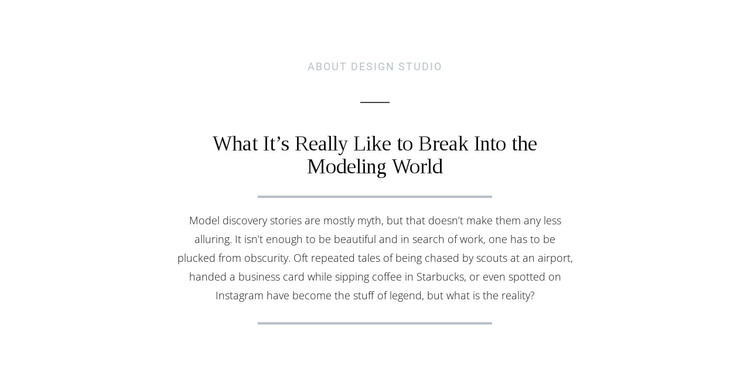 Text break modeling world WordPress Theme