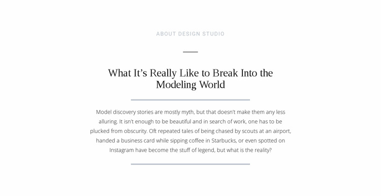Text break modeling world WordPress Website Builder