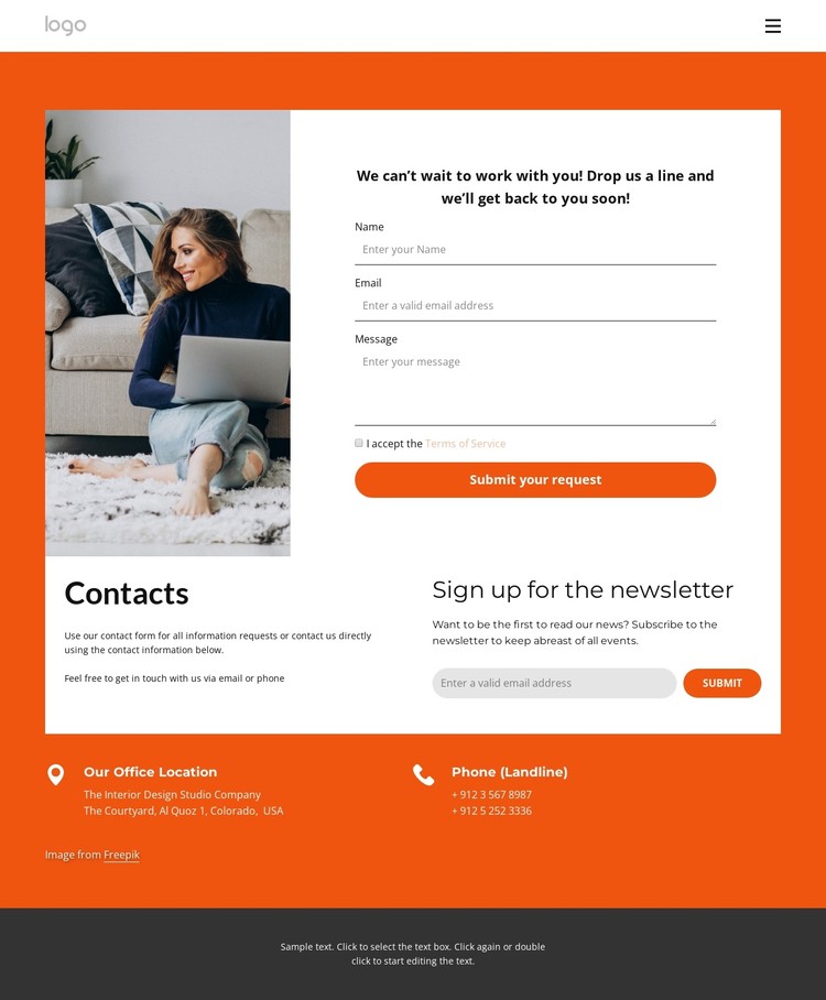 Interior studio contact page CSS Template