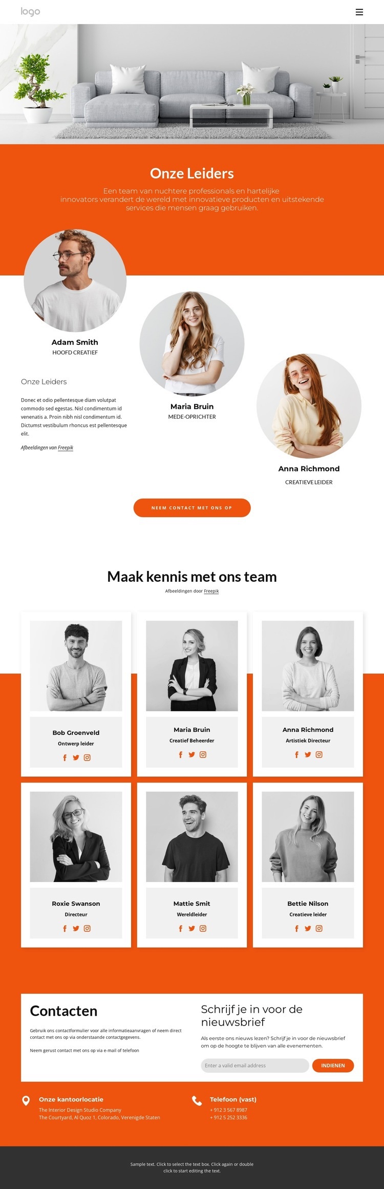 Ons geweldige team HTML5-sjabloon