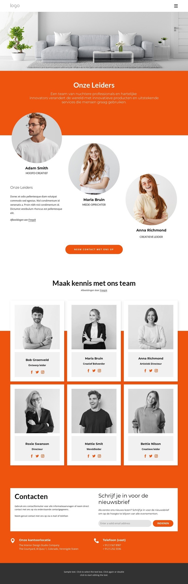 Ons geweldige team Website ontwerp