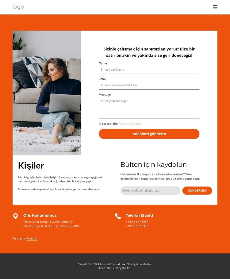 İç stüdyo iletişim sayfası HTML5 Şablonu