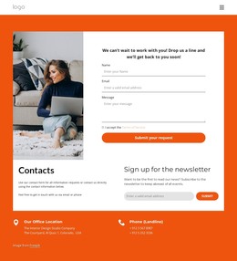 Interior studio contact page - WordPress Theme by Nicepage