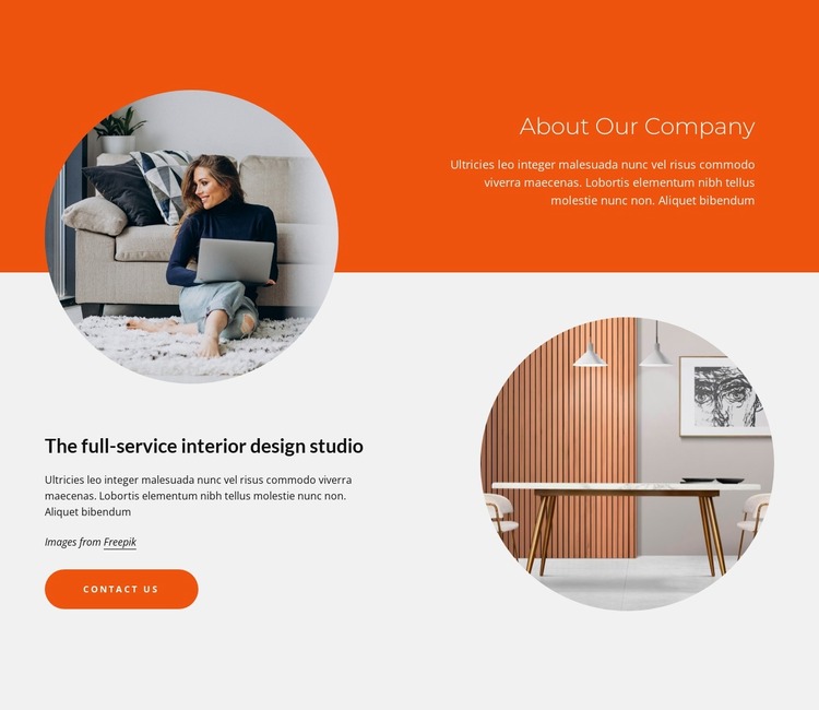 The full service interior studio Website Mockup