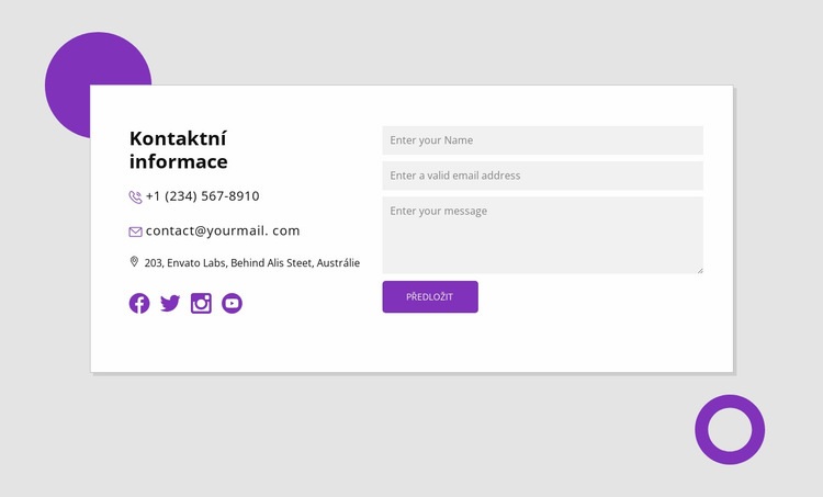 Kontaktní informace s tvary Téma WordPress