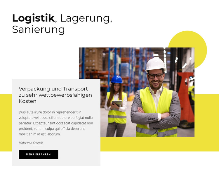 Logistik, Lagerung, Verpackung Website-Vorlage