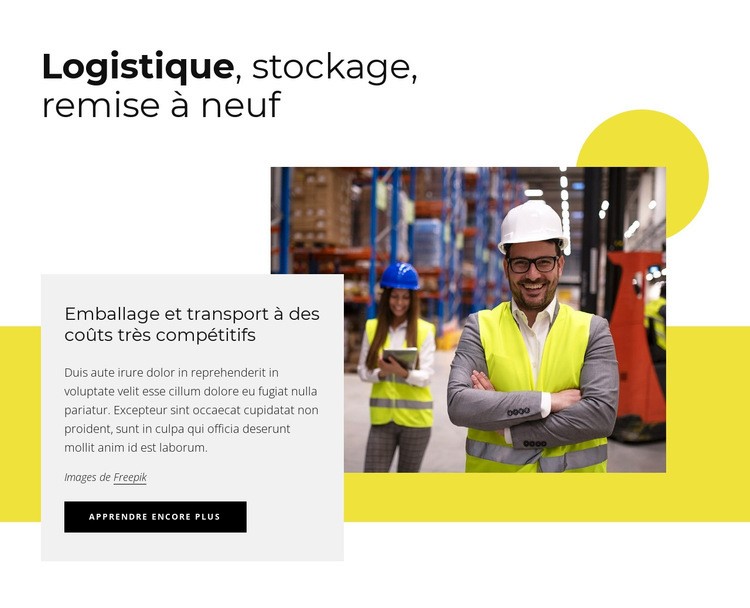 Logistique, stockage, conditionnement Maquette de site Web